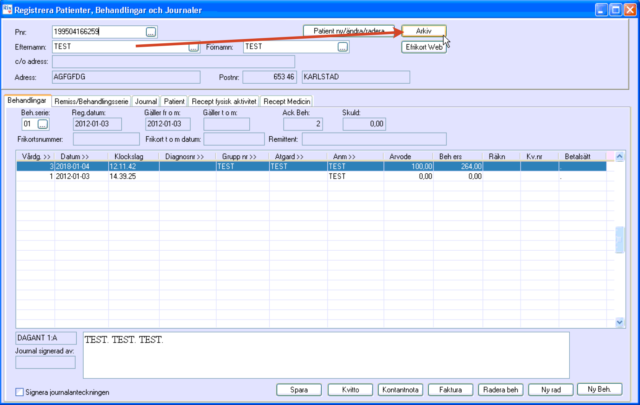 Arkivfunktion RixData journalsystem