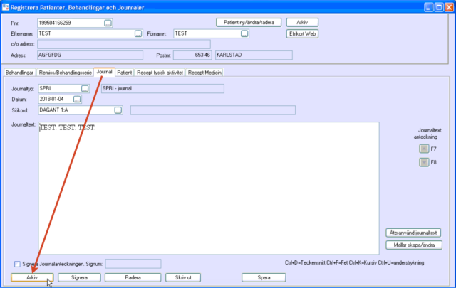 Arkivfunktion RixData journalsystem