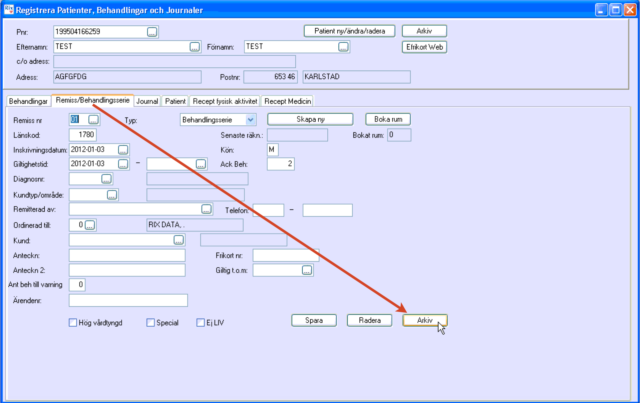 Arkivfunktion RixData journalsystem